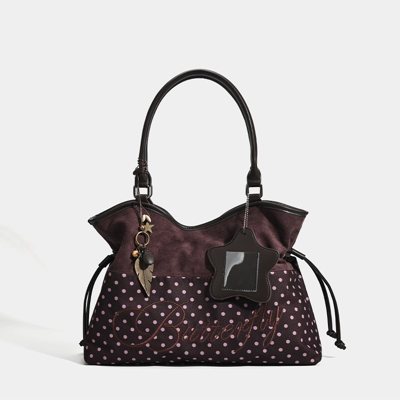 Trendy Niche Design Deerskin Polka Dot Tote Bag Versatile Large Capacity Commuter Handbag Shoulder Underarm Bag - Image 1